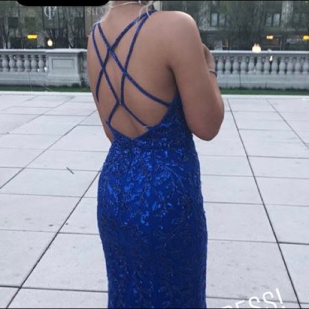 Royal blue sparkle prom dress